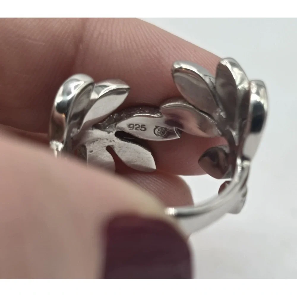 Blue Lab Opal Ring Womens Size 7 Fern Leaf Plant‎ Wrap Sterling Silver 925 NWOT